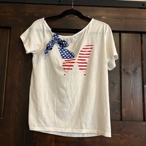SHEIN White USA Butterfly Flag Casual Short Sleeve Top XL